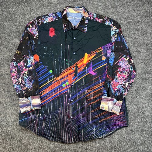 Robert Graham Button Hemd Herren 3XL Digital Matrix Glitch Art Paint RAR!