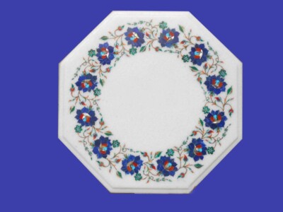 12'' Marble Table Multi Color Stone Pietra Dura Handmade Home Furniture 
