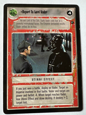 Star Wars CCG Report To Lord Vader Dagobah FS Eligible Dollar Rare