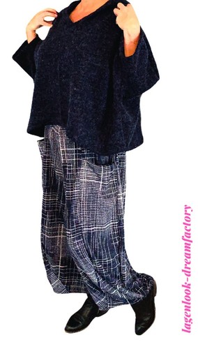 MYO-Lagenlook Oversize Ballon-Jersey Pulli Kapuze Schwarz 46