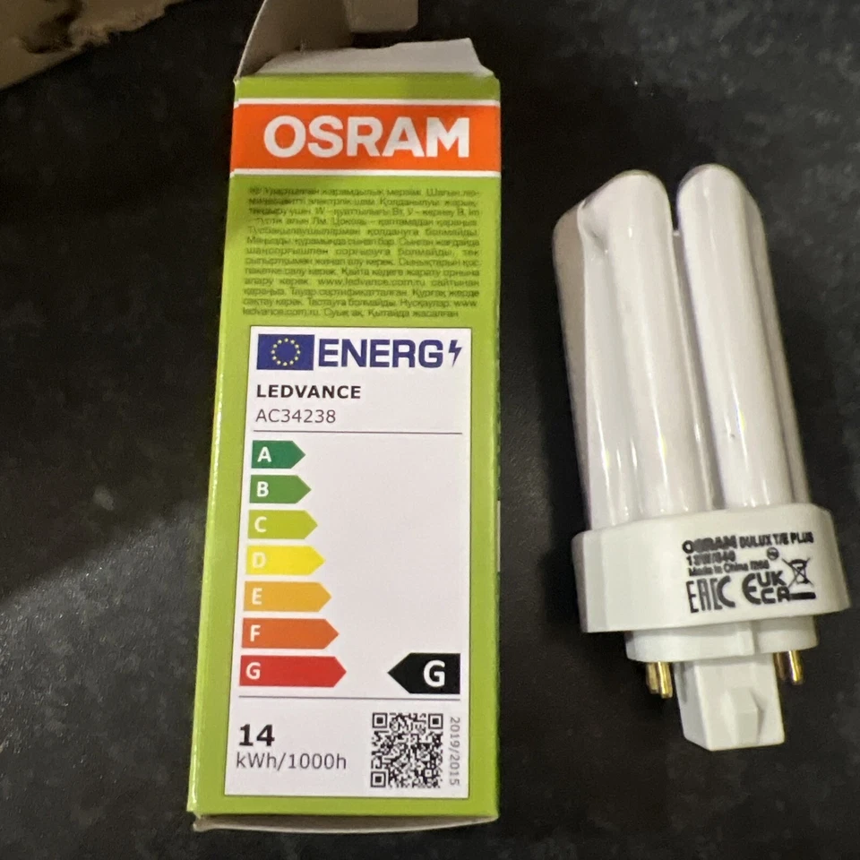 13W OSRAM Dimmable GX24Q-1 4 Pin CFL PL-T Light Bulb 4000k Cool White Lamp - Image 3 of 4