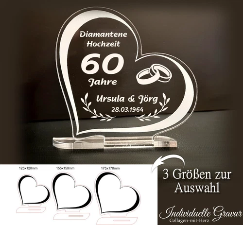 Geschenk Diamantene Hochzeit  Hochzeitstag Gravur Geschenkidee 60 Jahre