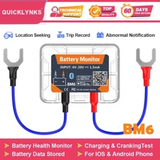 QUICKLYNKS BM6 12V Car Battery Monitor Tester Bluetooth Battery Health Monitor 