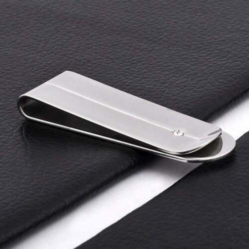 Brilliant Round Cubic Zirconia In Real Solid 925 Silver Simple Men's Money Clips - Picture 1 of 3