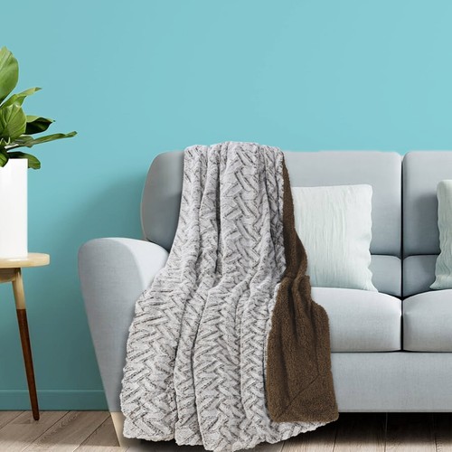 Soft Fluffy Sherpa Fleece Summer Blanket Reversible Bed Sofa Throw Single Double - Picture 20 of 36