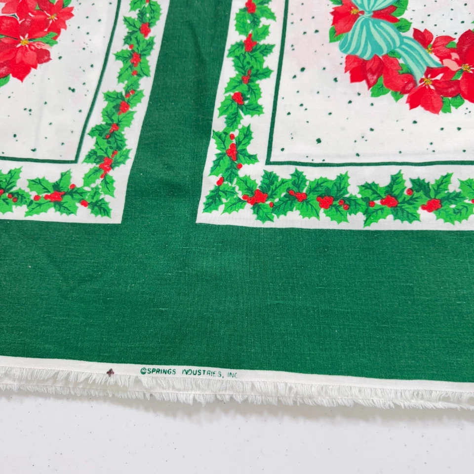 Panel de tela de resortes vintage acolchado corona de acebo vacaciones algodón 60x81 2,2 yardas Foto 4 de 4