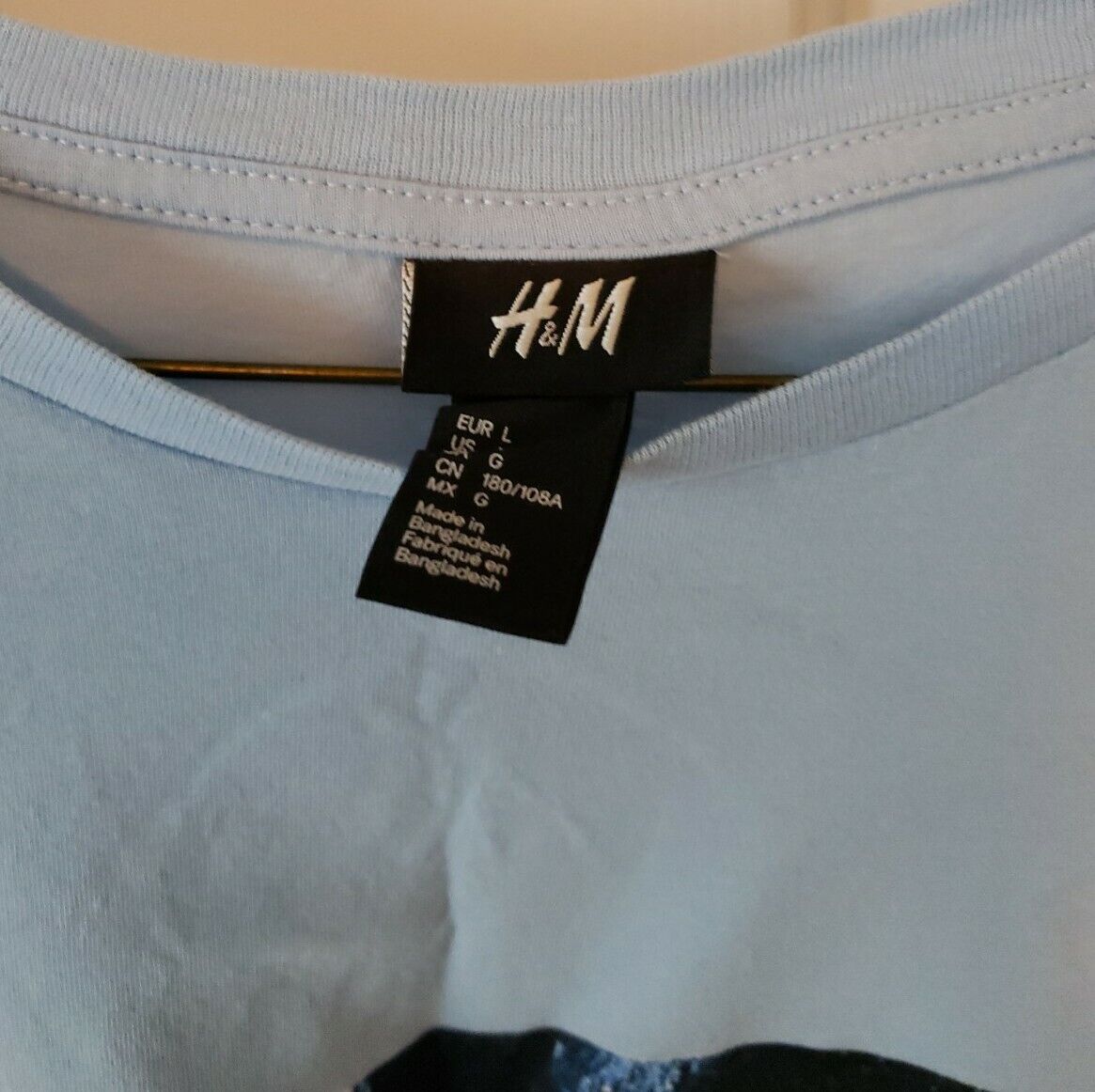 Men's H&M Light Blue 100% Cotton Take Me Back Crewneck T