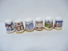 THIMBLE SET OF 6 VINTAGE CAVERSWALL CHINA MOTHER'S DAY '79, 80, 81 83, 84 & 89