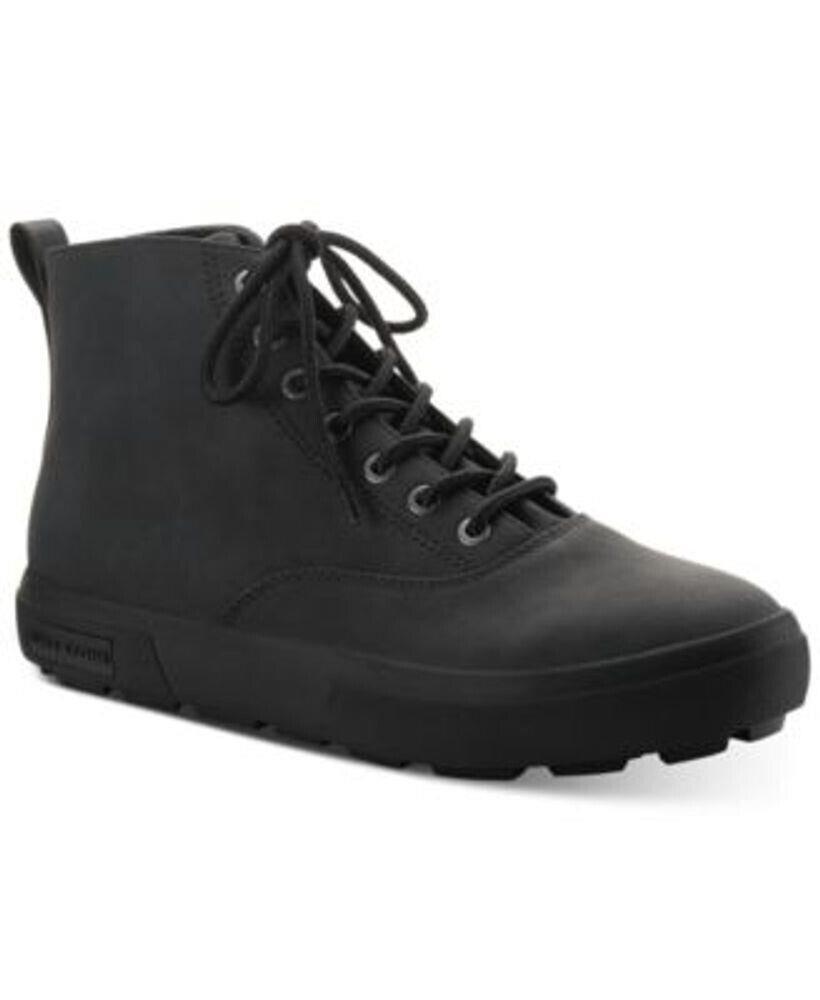 SUN+STONE Men's Gunner Faux-Leather Lace-Up Boots Black