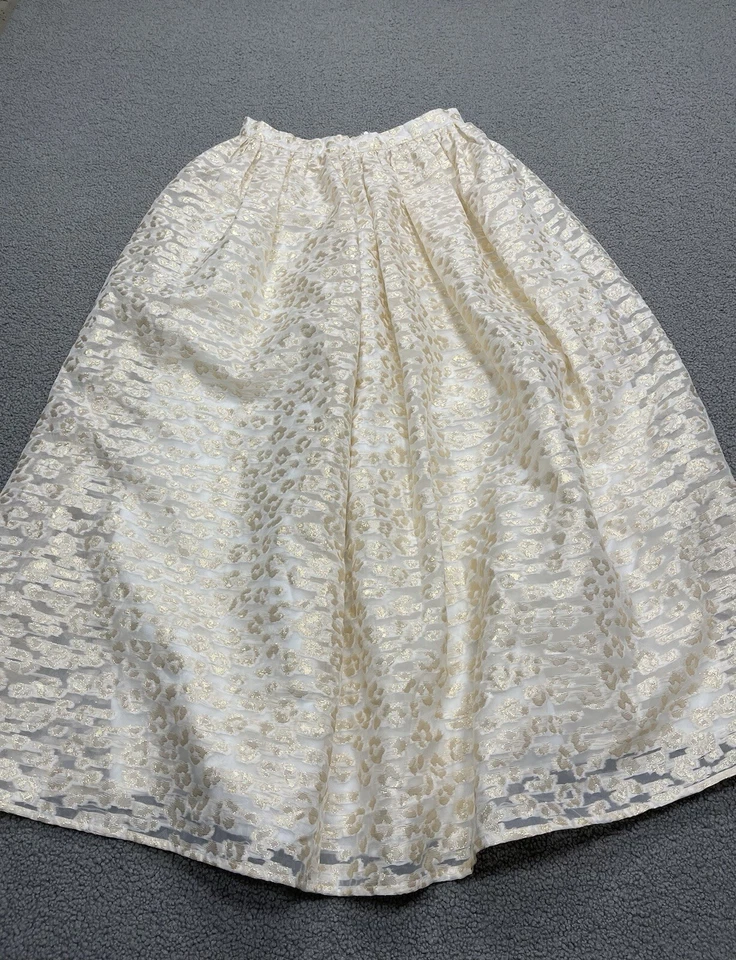 Maxi Falda Anthropologie Pankaj & Nidhi Mujer Marfil Burnout Brillo Preppy Talla M Foto 2 de 4