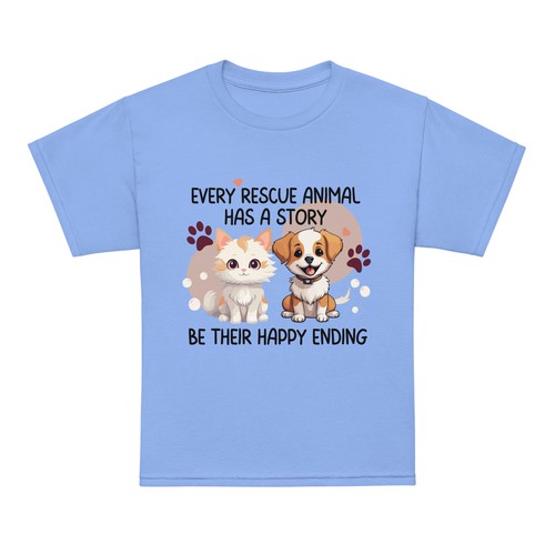 Every Rescue Animal Has A Story Be Their Happy Ending Youth t-shirt Kitten Puppy - Picture 3 of 7