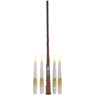 Kurt Adler Harry Potter 10 Floating Candles with Wand Remote Set Lights, White