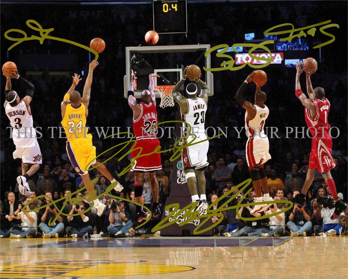 KOBE BRYANT MICHAEL JORDAN LEBRON JAMES WADE + SIGNED AUTOGRAPH 8x10 RPT  PHOTO