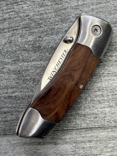Winchester Folding Locking Wood Handle Belt Clip Pocketknife Drop Point 3” Blade - Picture 17 of 18