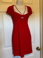 Woman’s Red Dress Size Large Fiestar / Elle Rae Slim Fit Cotton Mix Zipper Back