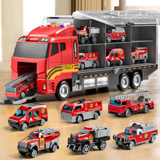 Toddler Boys Toys for 3-5 Years Old, Fire Truck Vehicle Set with Play Mat and Di