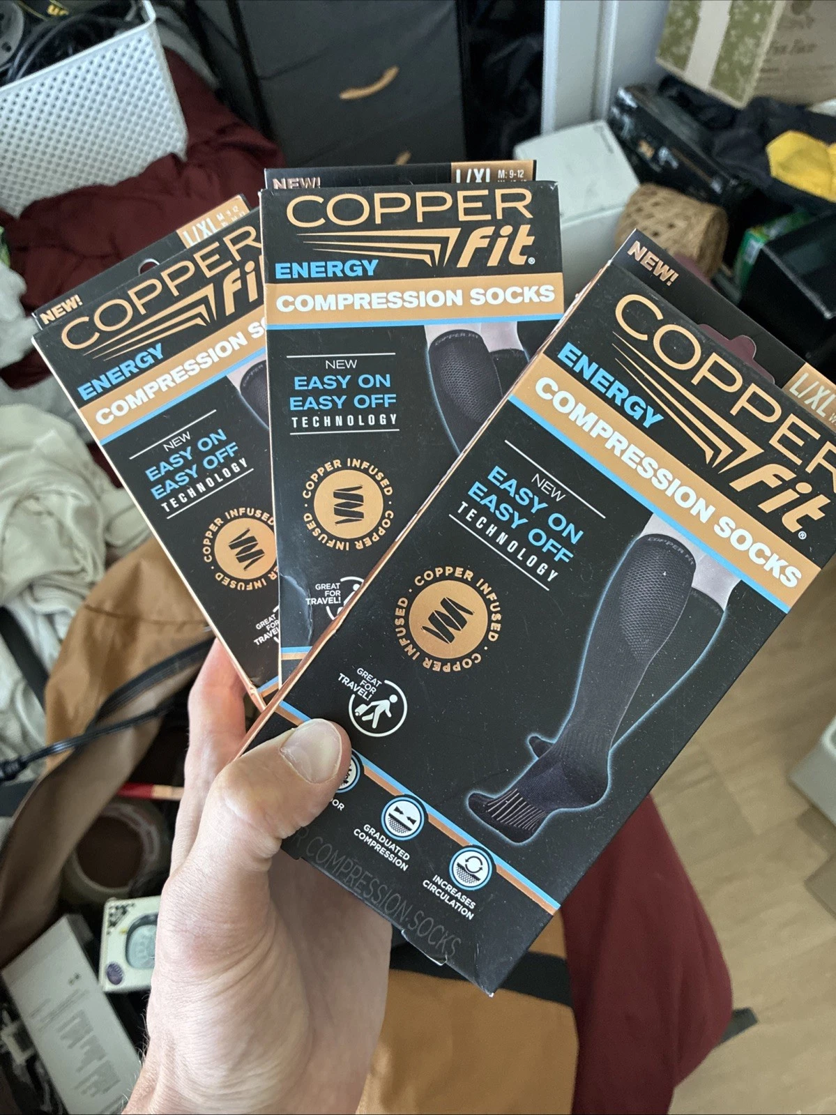 COPPER FIT Energy Compression Socks Unisex 3 Pair L/XL