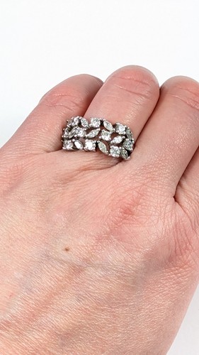3-reihiger Ring rund und Marquisschliff Zirkonia Größe 7 925 Sterling Silber - Bild 9 von 12