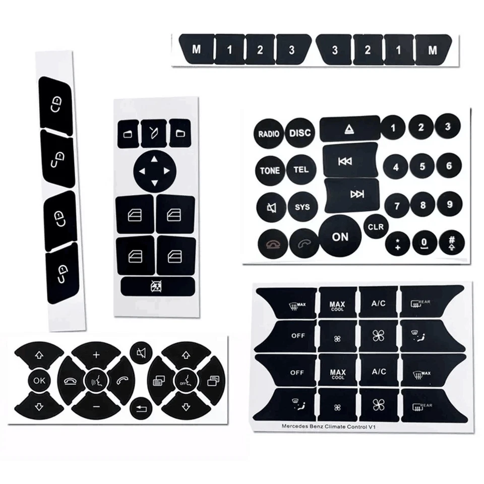 Kit Adhesivo Botón Reparación Automóvil Mercedes Puerta Dirección A/A Ventana Radio Benz Foto 3 de 4