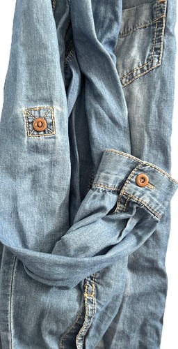 Abito bambina Tommy Hilfiger blu jeans denim manica lunga taglia 7 tasche invecchiato - Foto 11 di 11