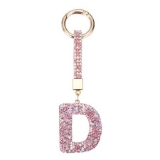 Bling Car Letter Charm, Car Rear View Mirror Charm Pink Initial Letter, D