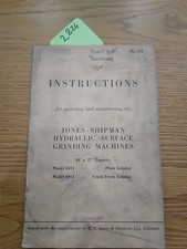 Jones Shipman Hydraulic Surface Grinding Machines Instructions Manual