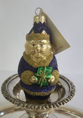Patricia Breen Santa Paws Ornament Cat Present Glitter Xmas Tree Purple