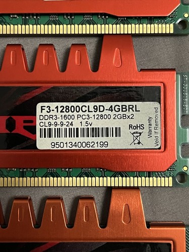 4x2GB G.Skill Ripjaws DDR3 1600mhz F3-12800CL9D-4GBRL - Picture 3 of 3