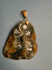 Antique Chinese Carved JADE JADEITE 14K Pendant 2.75" 28G — photo 3