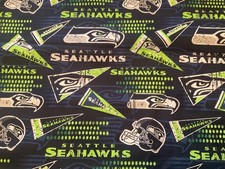 Seattle Seahawks with Pendants Fabric by the Yard