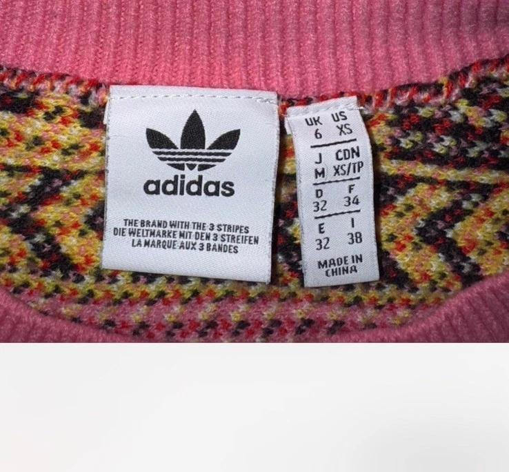 adidas RARE Lightly Cropped Knit sweater pullover Scarf Print with Logo Size XS - Image 2 of 2