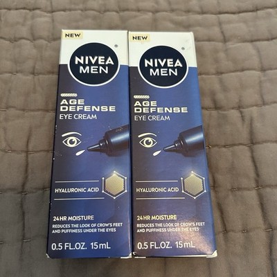 Nivea Men Age Defense Eye Cream Hyaluronic Acid 24 Hour Moisture .5fl oz 2 Lot