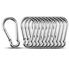 Small Carabiner Clip Hooks, 10pcs 2.36 inch Carabiners Heavy Duty, 304 Stainl...