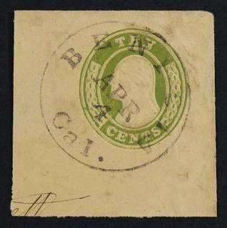 CKStamps: US Cut Square Stamps Scott#U18a Used Diagonally Laid Paper