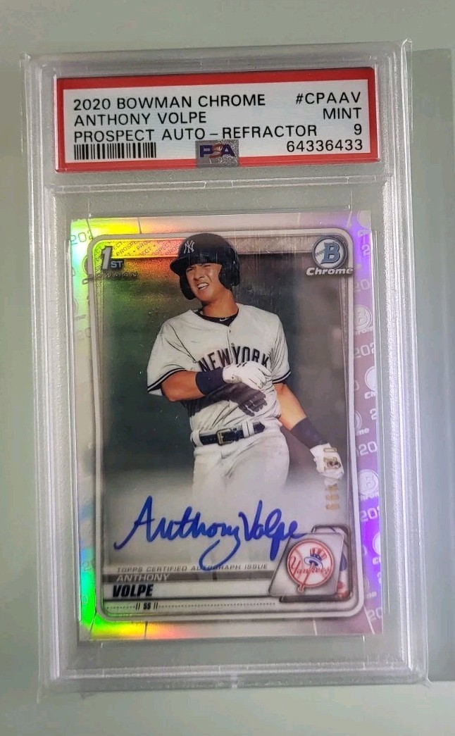 2020 Bowman Chrome Anthony Volpe Auto Refractor /499 Graded PSA 9 Mint POP 77