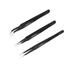 3 PCS Precision Tweezers Set, Premium Anti-static Stainless Steel Electronics...