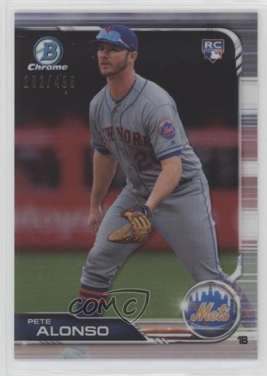 2019 Bowman Chrome Refractor 102/499 Pete Alonso #48 Rookie RC 1gf3