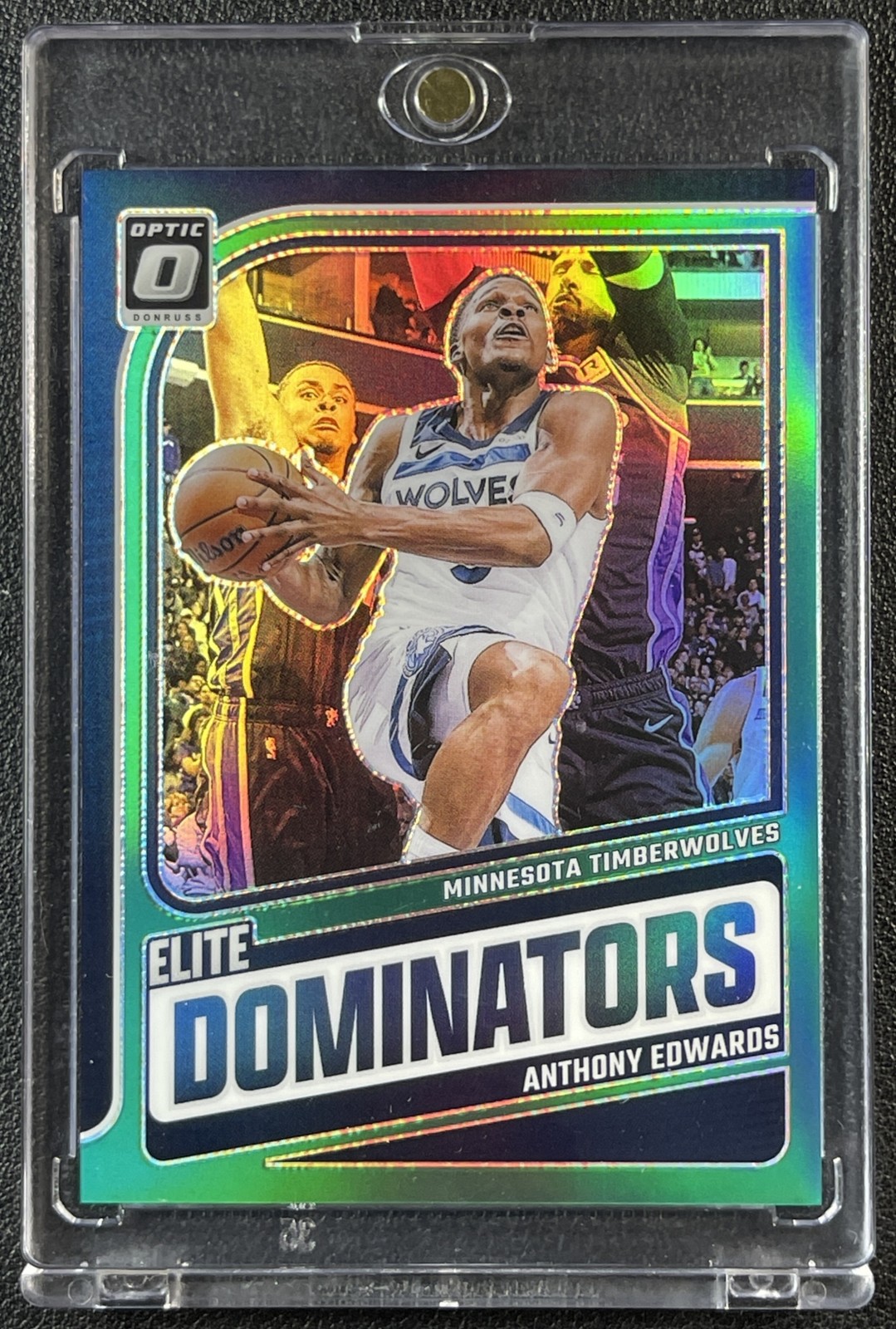 ANTHONY EDWARDS 2024-25 PANINI DONRUSS OPTIC #14 ELITE DOMINATORS GREEN PRIZM /5