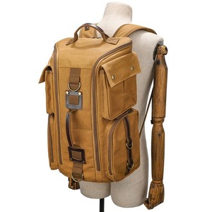 Sac à dos en cuir vintage en toile de caillebotis Camping Randonnée Sac à sac