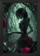 Rosenfee im dunklen Wald gerahmtes Wandbild Poster Leinwanddruck Bild