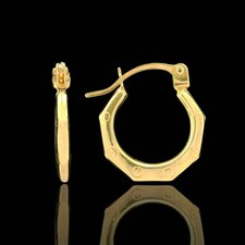 14K Yellow Gold Octagon Screw Accent Mini Hoop Earrings - 12mm