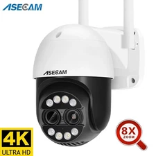 8MP Dual Lens 4K PTZ WiFi IP Camera - AI Human Tracking, 8X Zoom, Audio
