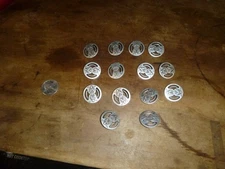 Lot of 14 Fancy Silver Metal Buttons FLORAL  Center