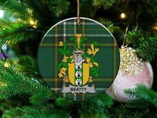 Beatty Irish Family Crest Ceramic Christmas Ornament
