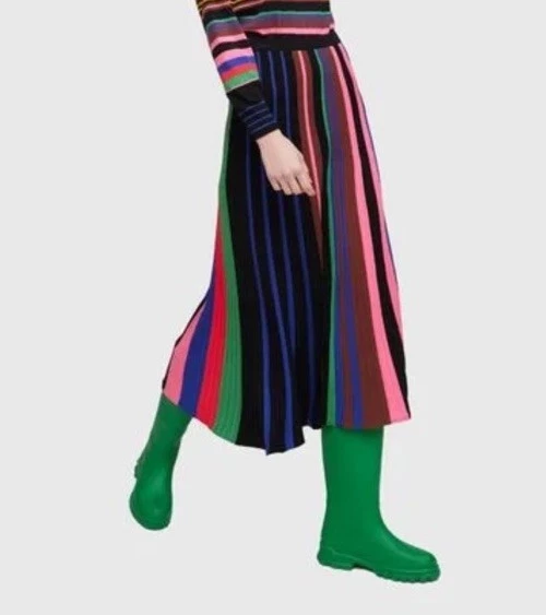 Falda Tejida Aldo Martins Talla Pequeña AU 10 US 6 Colores Rayas Elásticas PVP £129 Foto 2 de 4