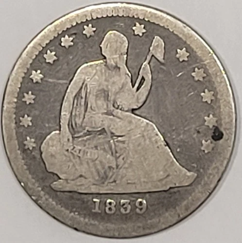 1839-P Seated Liberty Quarter - Good Condition - 90% Silver