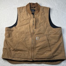 Carhartt Duck Work Vest Men's Size 2XL Loose Fit Tan Insulated Brown OV4395-M