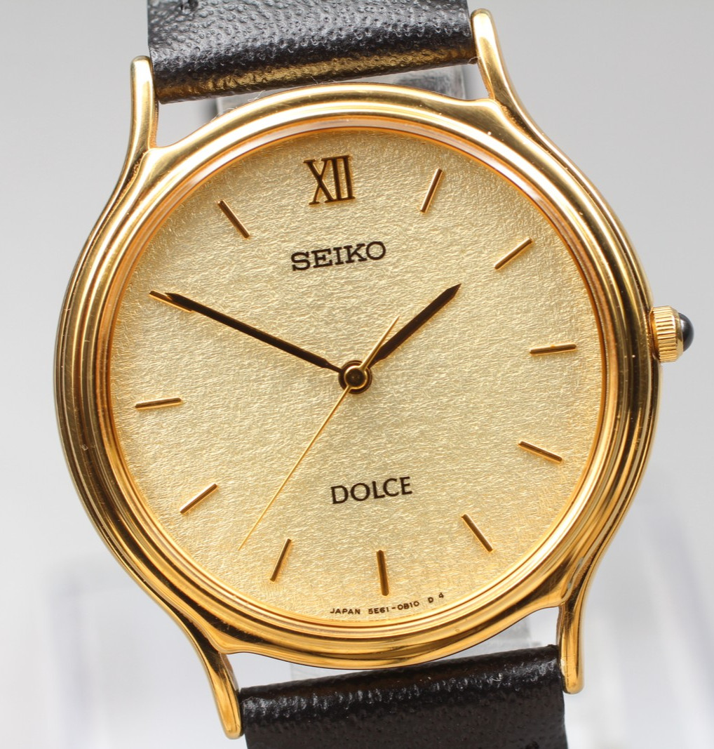 32mm [Near 5E61-0A70 Qz Seiko Band Dolce Men's Dial Vintage Gold MINT] Watch New - vintagewatches.pk