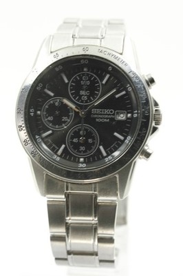 SEIKO 7T92-0DW0 Chronograph Watch 100m Quartz Mens Black From