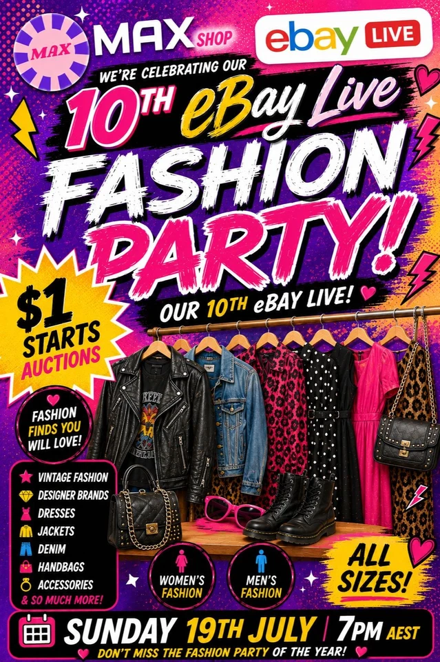 10th eBay live celebrating all things fashion; Sizes & Styles Men & Women